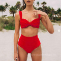 2021 Hot Selling High Quality Pure Color Sexy High Waist BIKINI Swim Suits